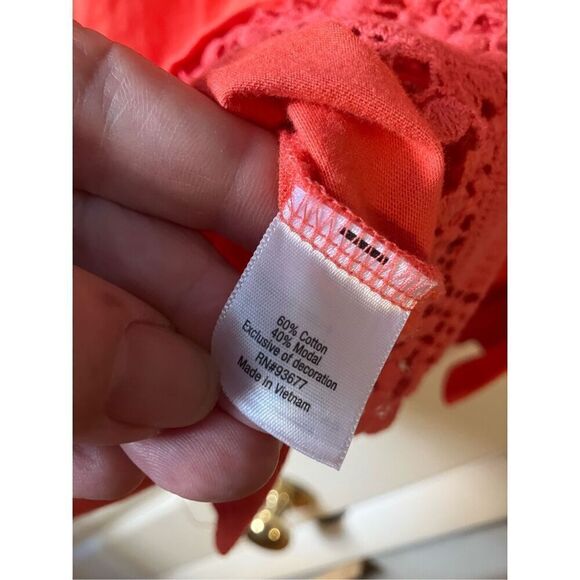 St John’s Bay Lace Trimmed Orange Tee 1X - Picture 7 of 10
